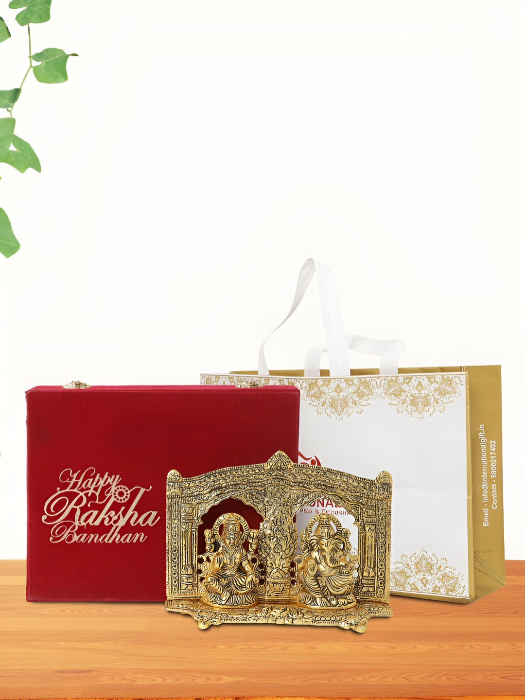 

INTERNATIONAL GIFT Gold-Toned Laxmi Ganesh Religious Idol Showpiece