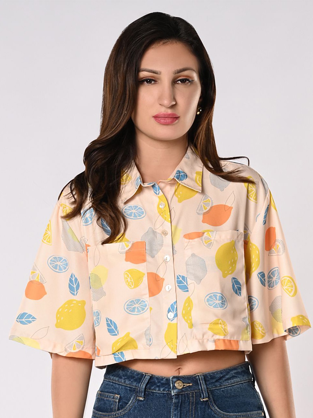 

IZEL Women Floral Opaque Printed Casual Shirt, Peach