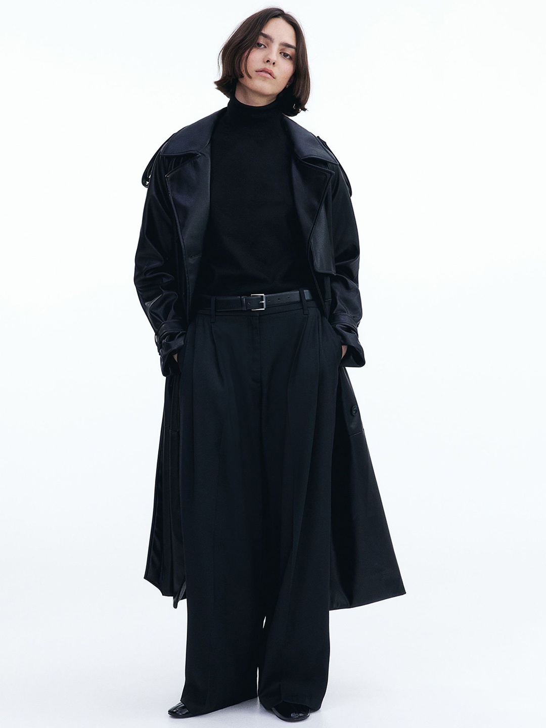 

H&M Women Wide Tailored Trousers 1271001001-Black