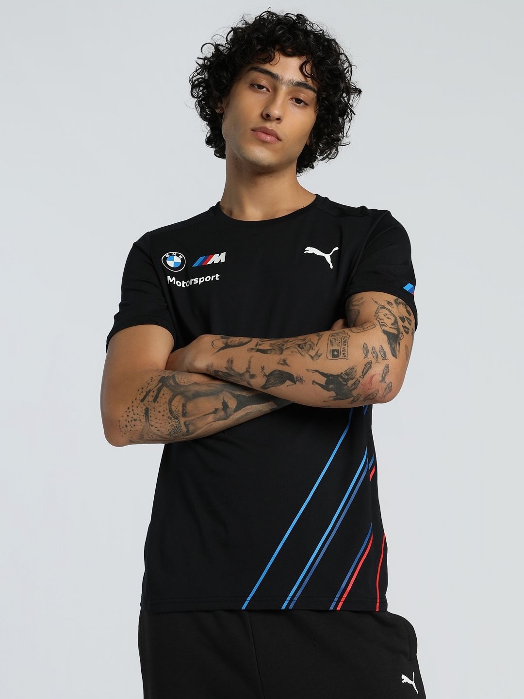 

PUMA BMW M Motorsport Men Striped T-shirt, Black