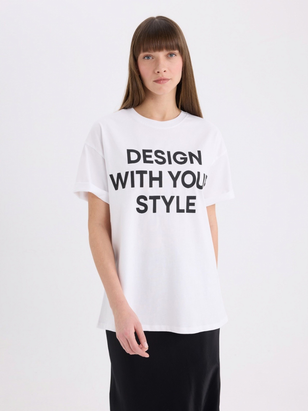 

DeFacto Women Typography Printed Round Neck Cotton T-shirt, White