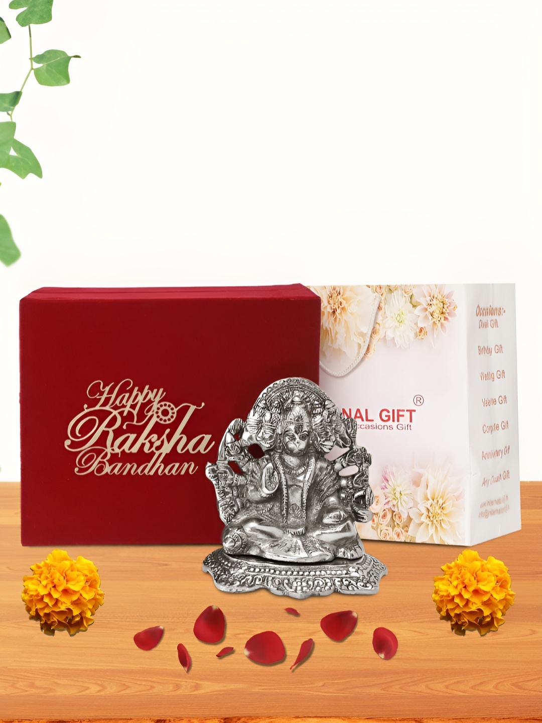 

INTERNATIONAL GIFT Silver-Toned Lord Panchmukhi Hanuman Religious Idol Showpiece