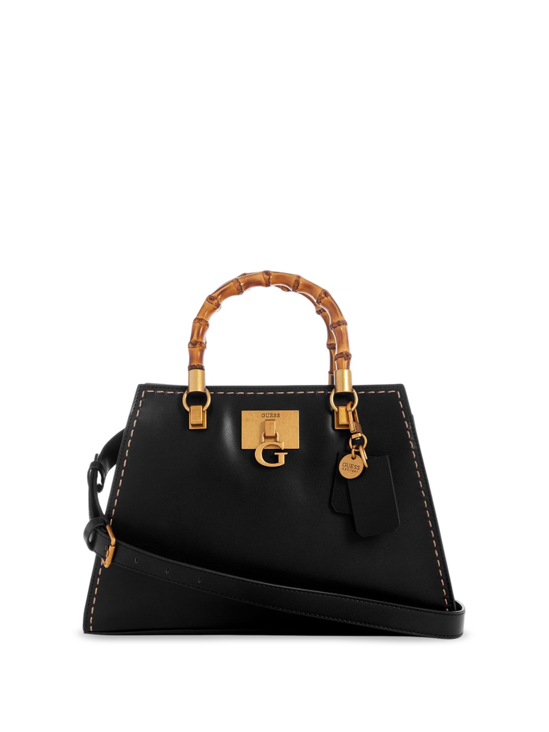 

GUESS PU Structured Satchel, Black