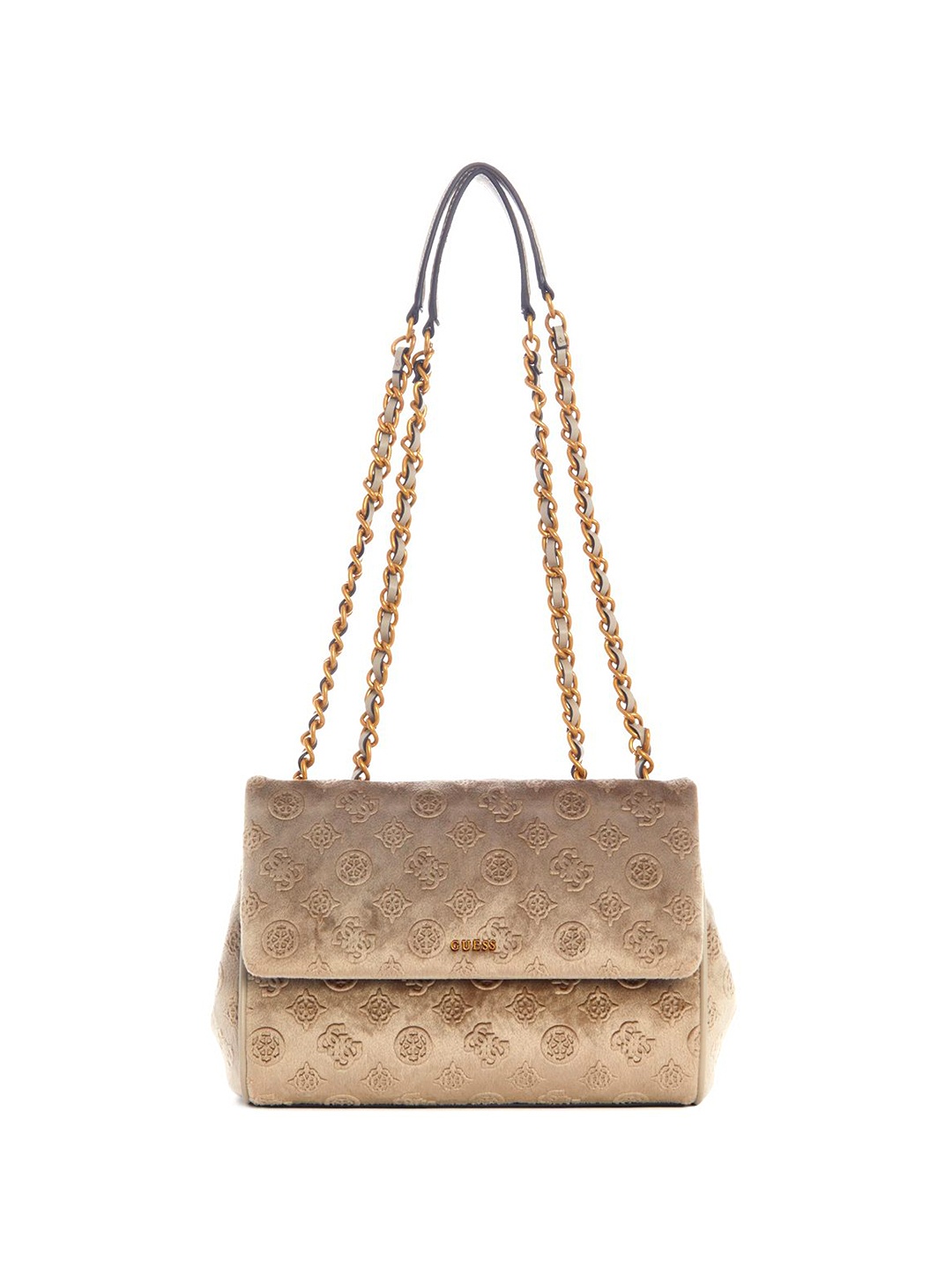 

GUESS Printed PU Structured Shoulder Bag with Quilted, Beige