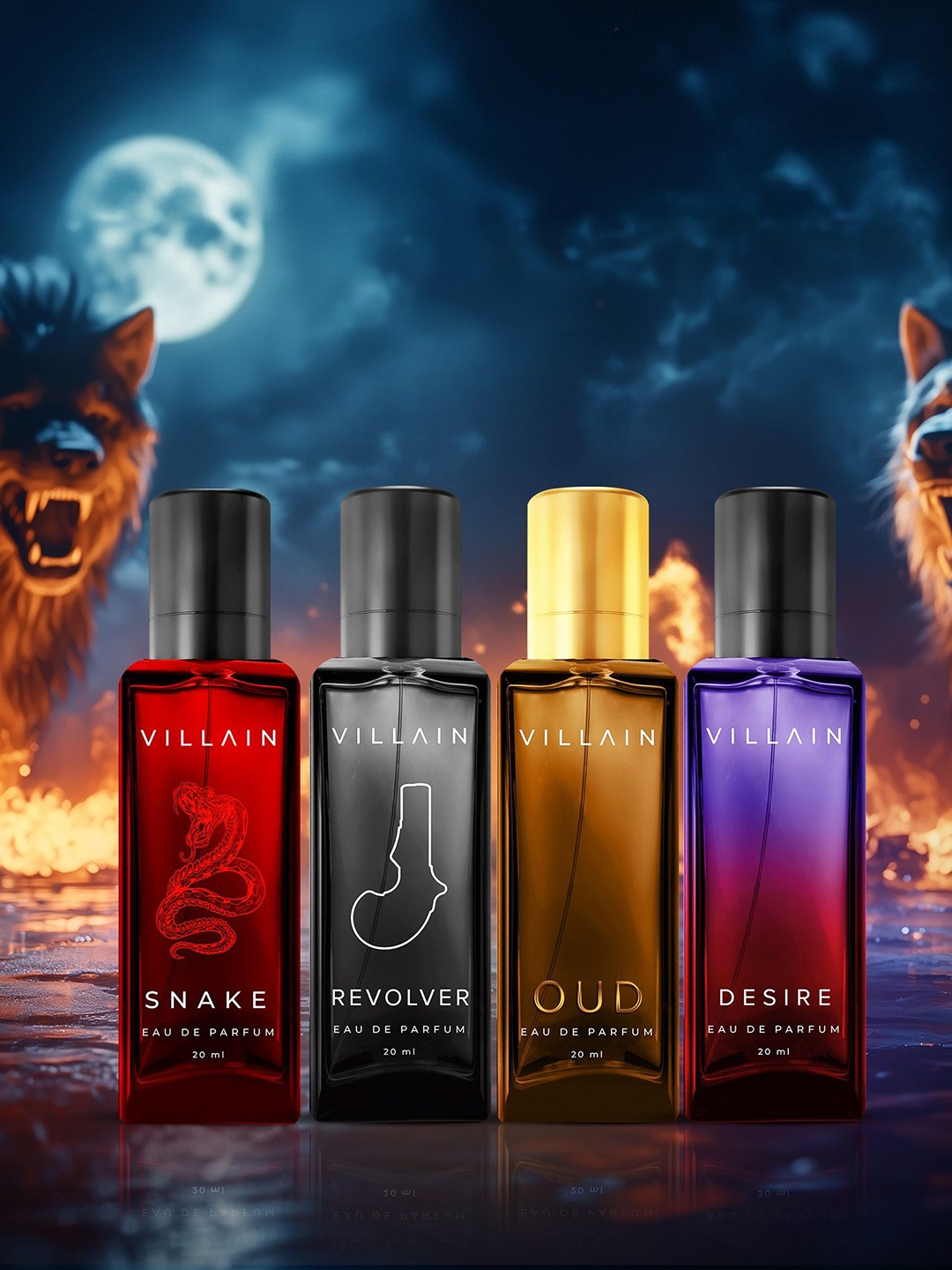 

VILLAIN Set Of 4 Alpha Collection Fragrance Set - 20 ml Each, Maroon