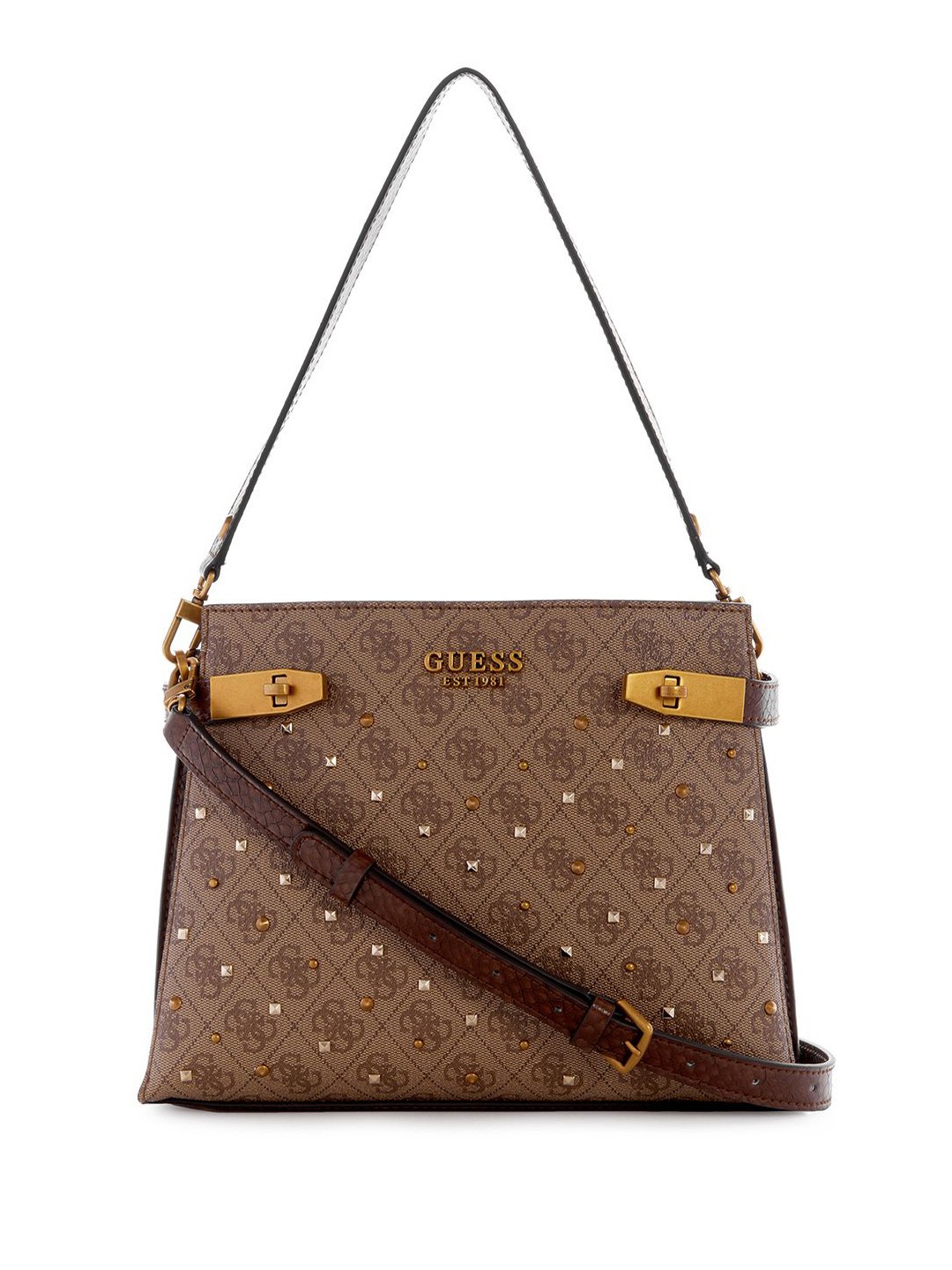 

GUESS Printed PU Structured Shoulder Bag, Brown