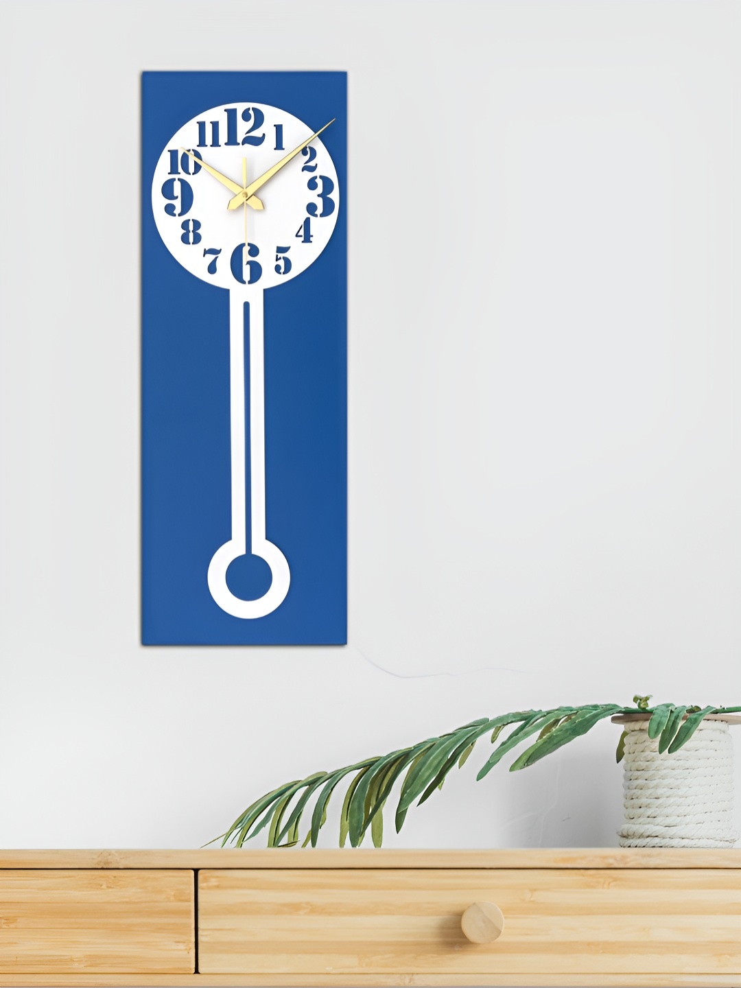 

OLIVE TREE Blue & White Textured Analogue Wooden Rectangle Vintage Wall Clock
