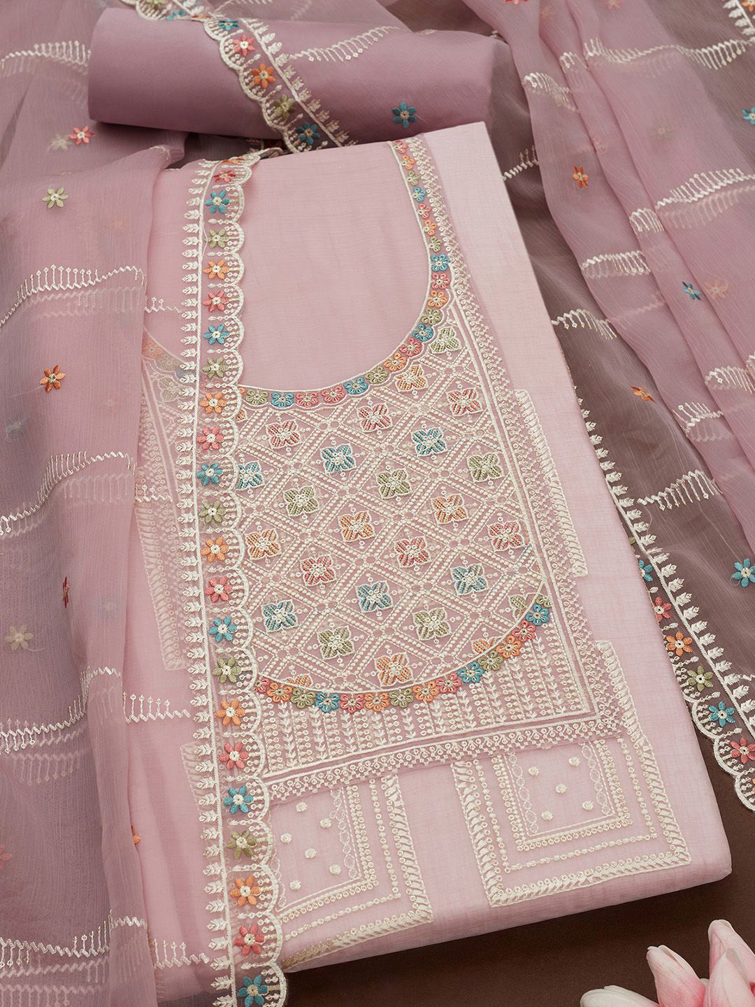 

Soch Floral Embroidered Sequinned Unstitched Dress Material, Lavender