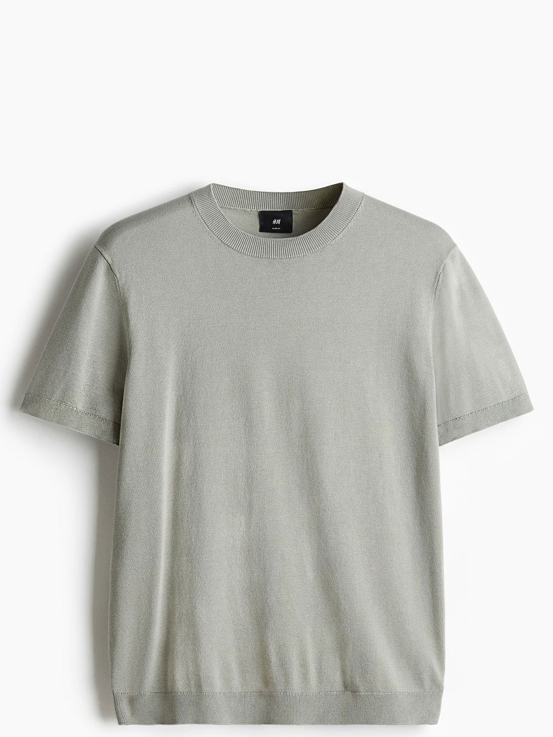 

H&M Slim Fit Fine-Knit T-Shirt, Grey