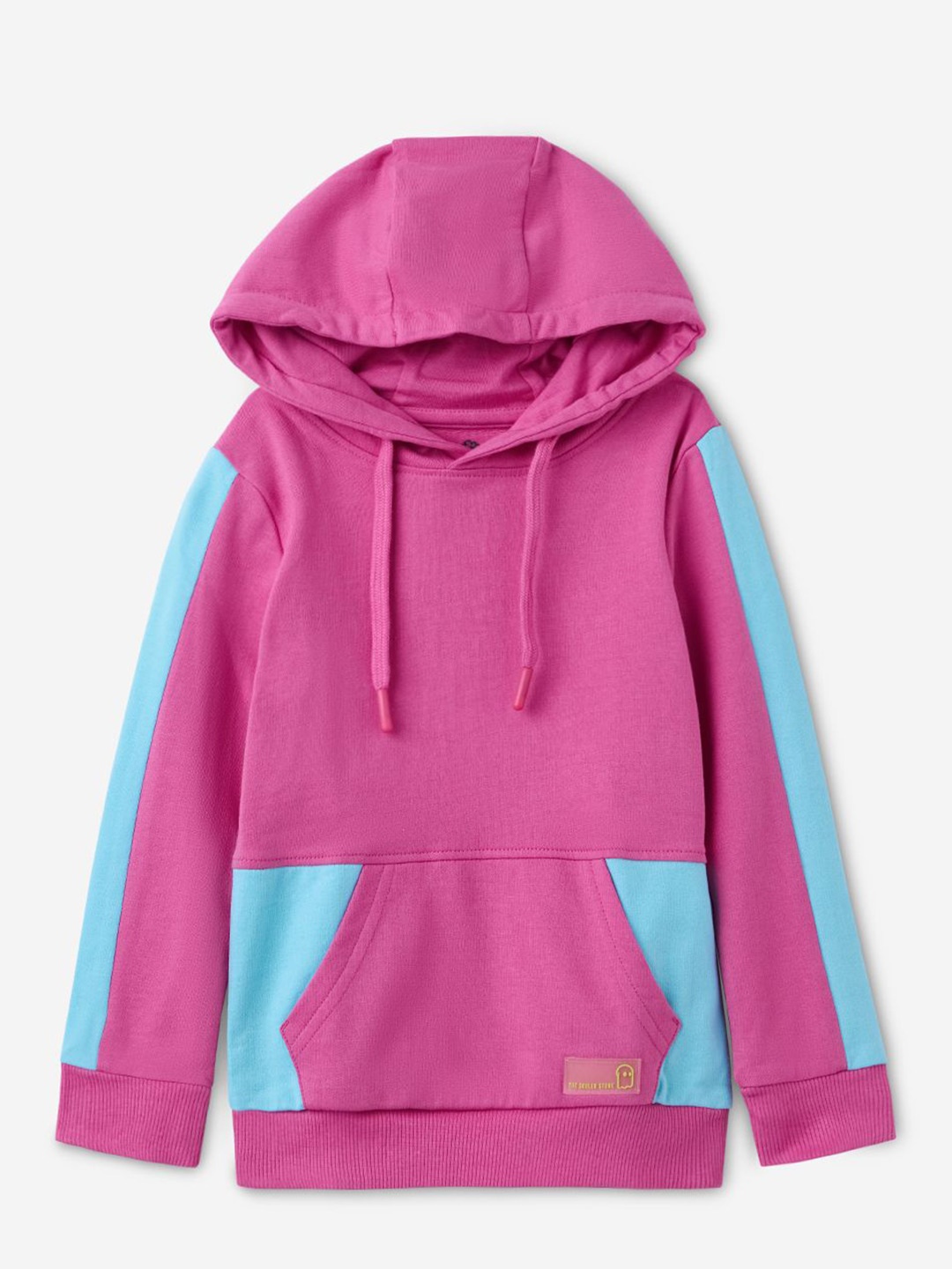 

The Souled Store Girls Colourblocked Pure Cotton Hooded Sweatshirt, Pink