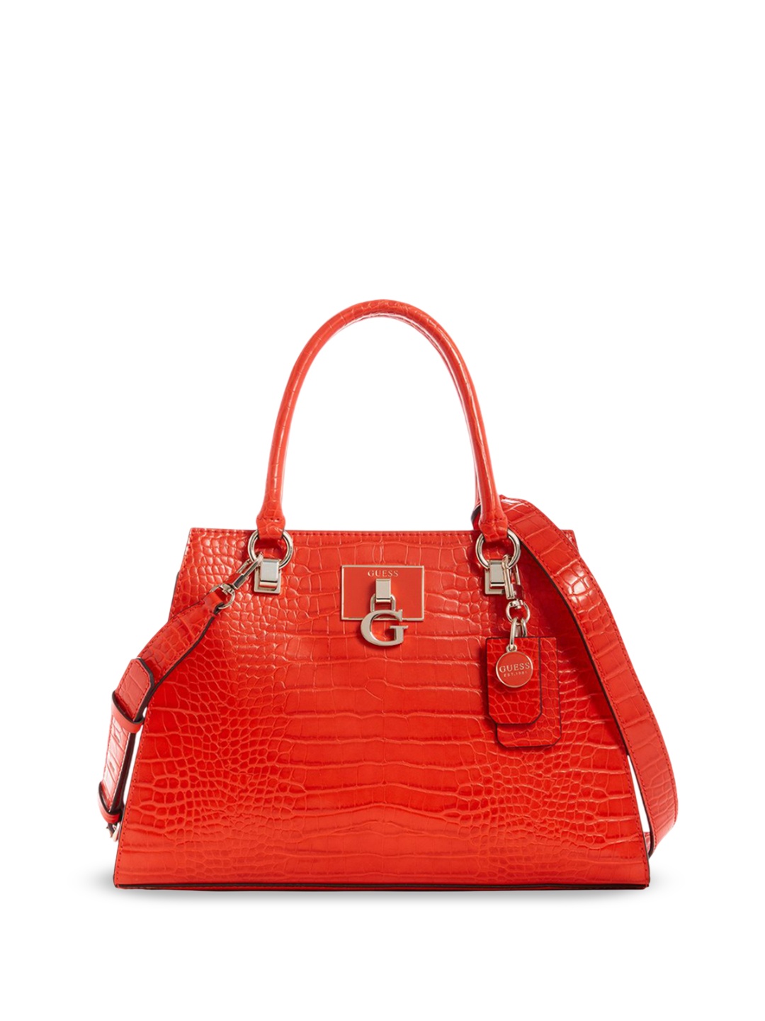

GUESS Textured PU Shopper Satchel, Orange