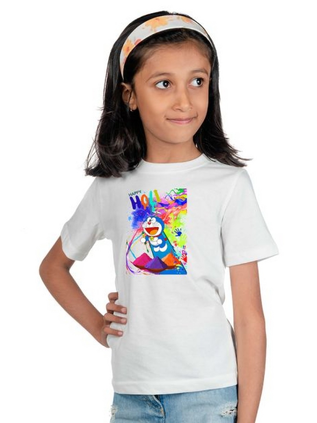 

Chombooka Girls Graphic Printed Round Neck T-shirt, White