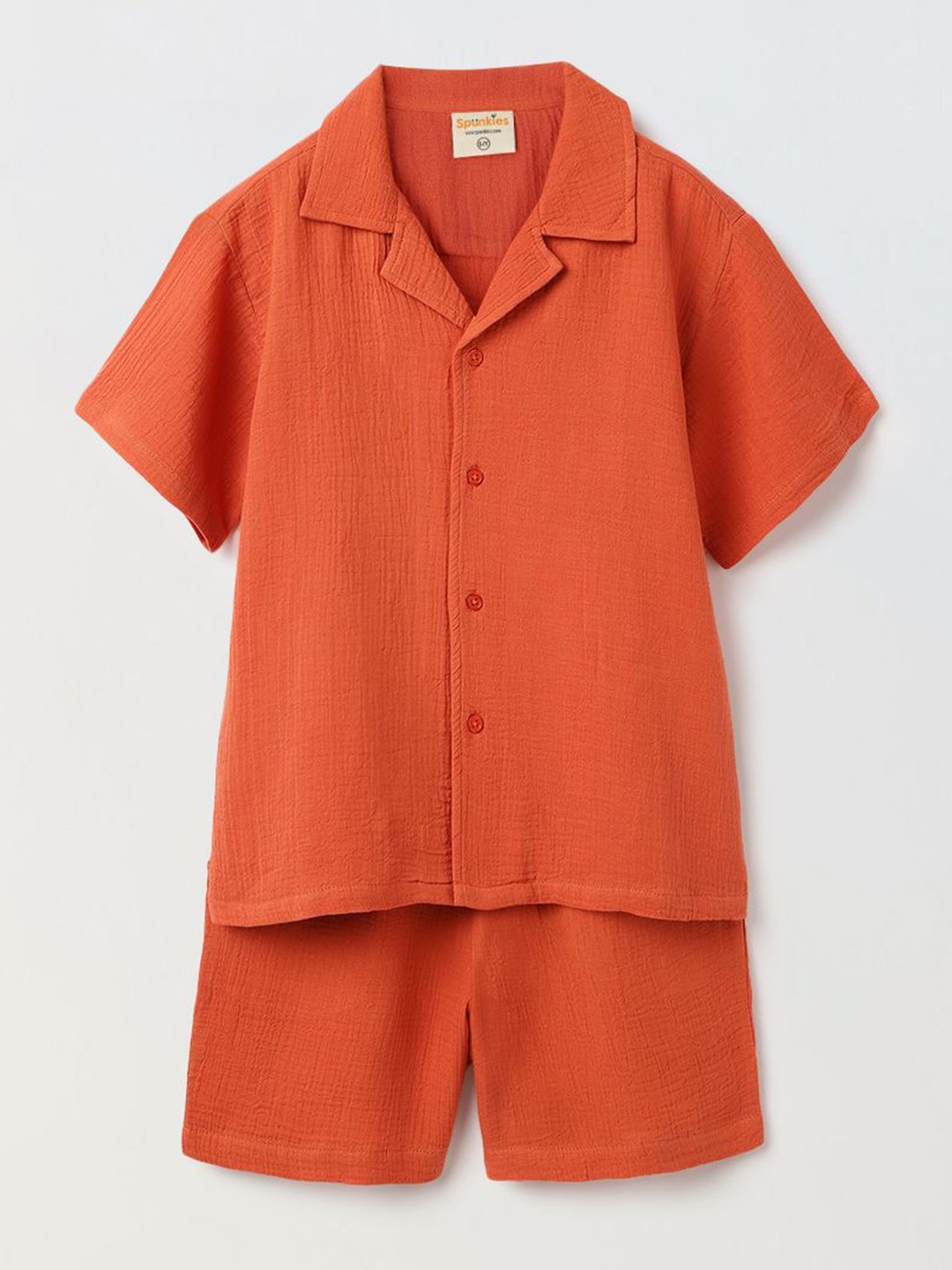

SPUNKIES Boys Short Sleeves Shirt with Shorts, Rust