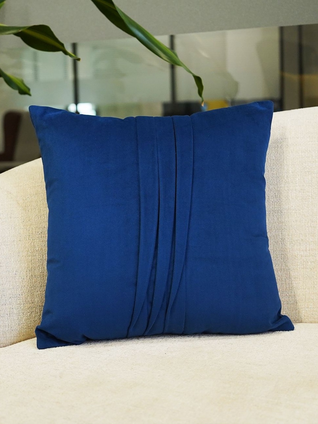 

WOODEN STREET Blue Velvet Square Cushion Covers