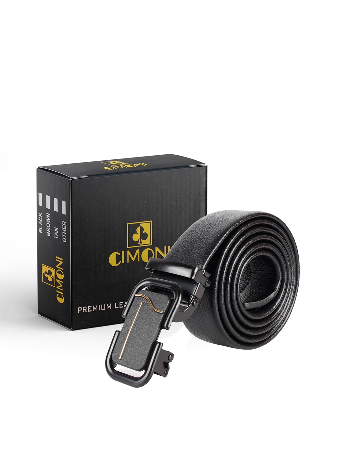 

CIMONI Men Textured Autolock Belt, Black