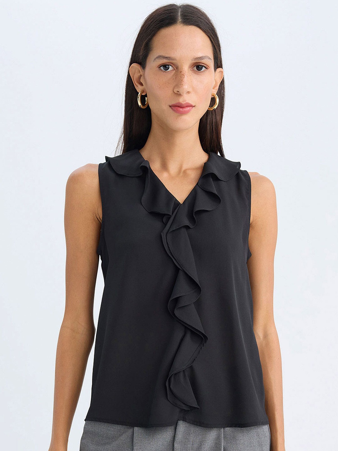 

DeFacto women v neck solidTop, Na