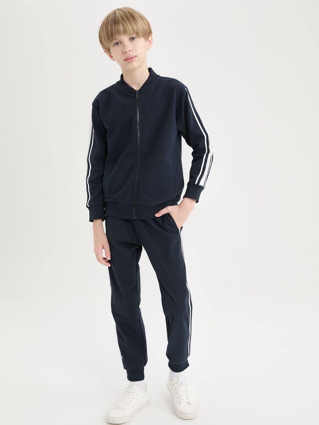 

DeFacto Boys Mandarin Collar Jacket & Jogger, Navy blue