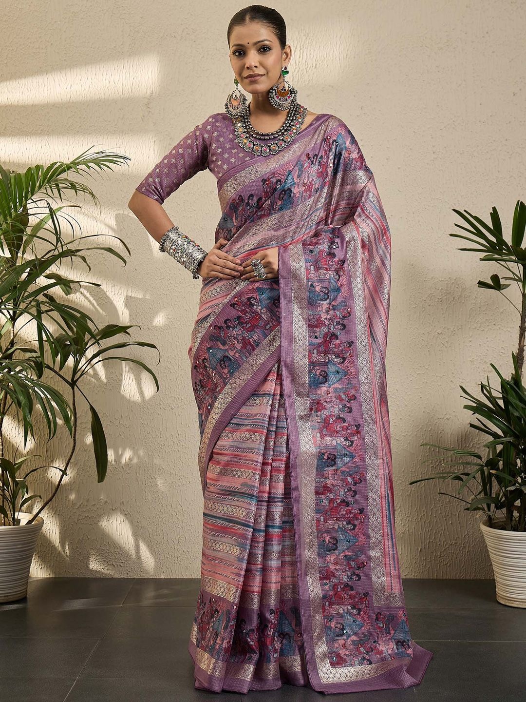 

all about you Ethnic Motifs Zari Kota Saree, Mauve