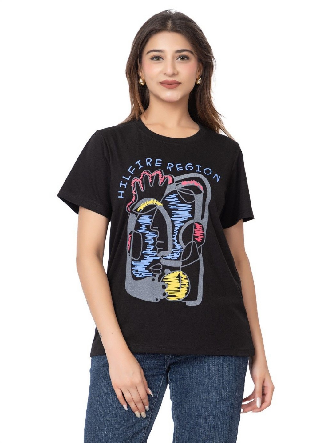 

HILFIRE REGION Women Oversized T-shirt, Black