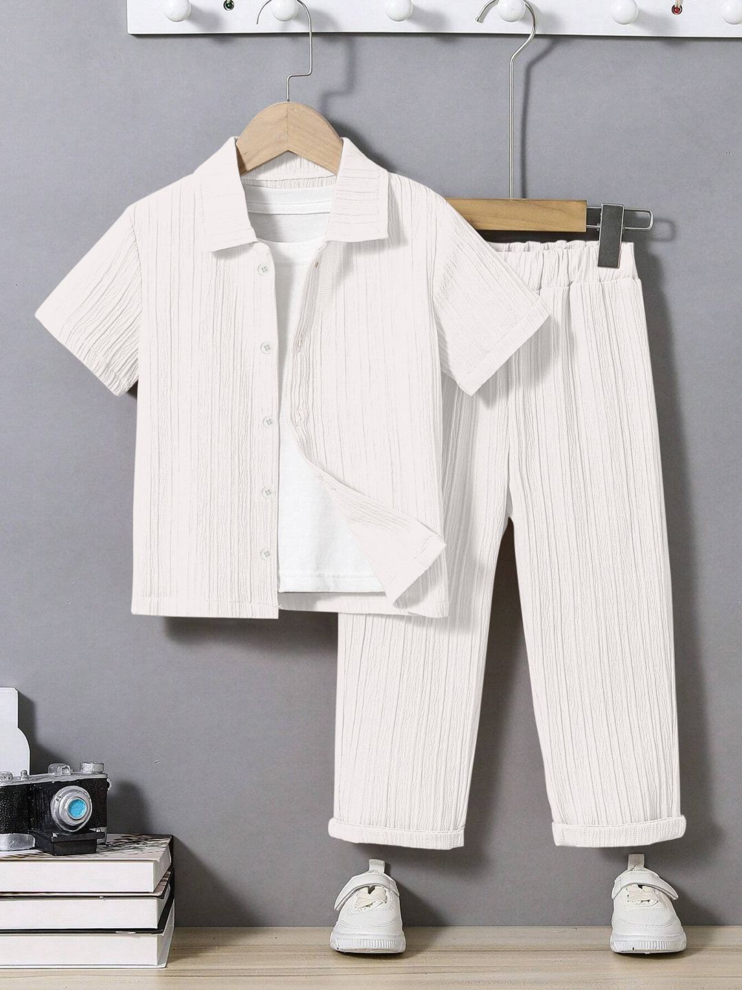 

YK Boys Shirt with Trousers, White