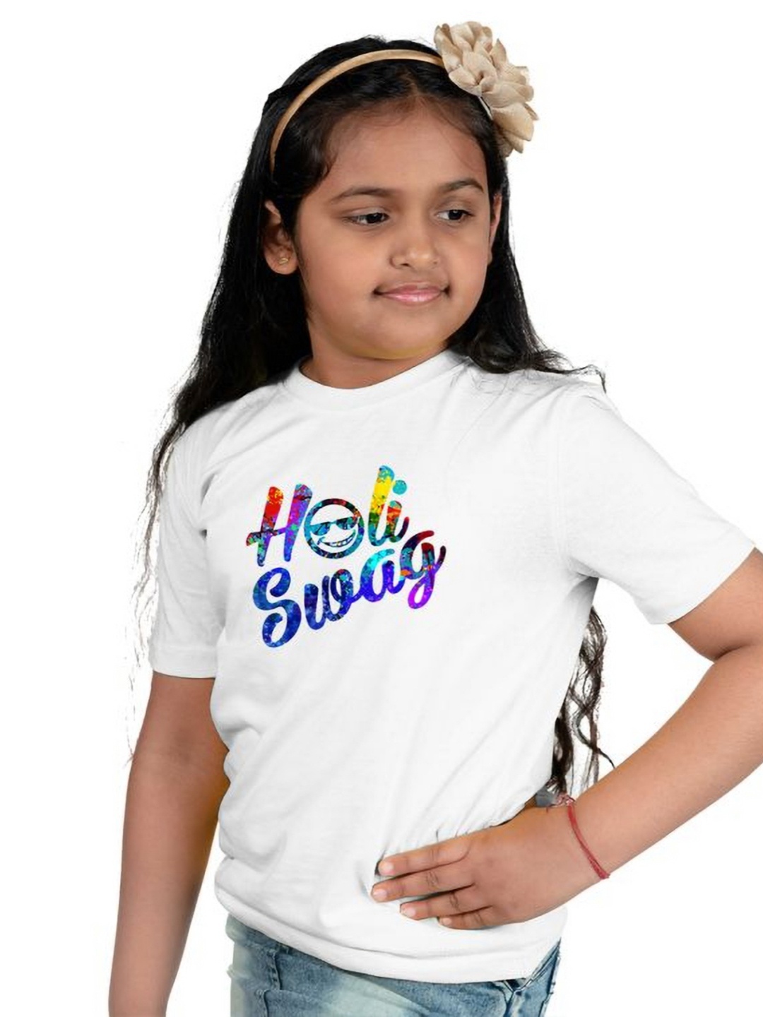 

Chombooka Girls Typography Printed Round Neck T-shirt, White