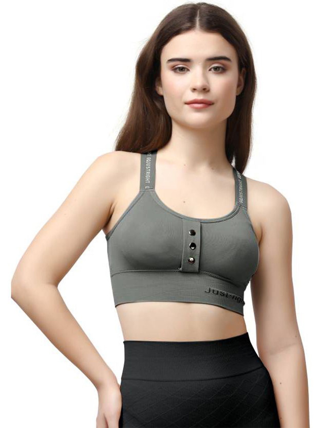 

Nakshu Full Coverage Lightly Padded Workout Bra, Grey