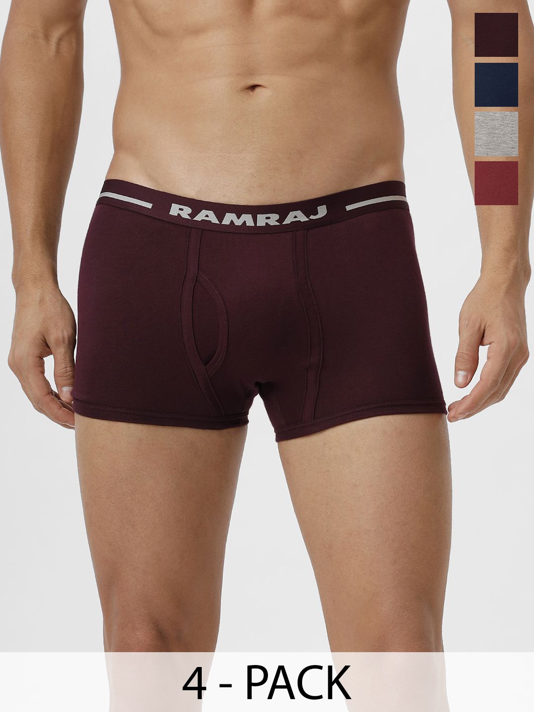 

Ramraj Men Pack Of 4 Cotton Short Trunks VINTRK_GMCYGWBL-4P, Grey