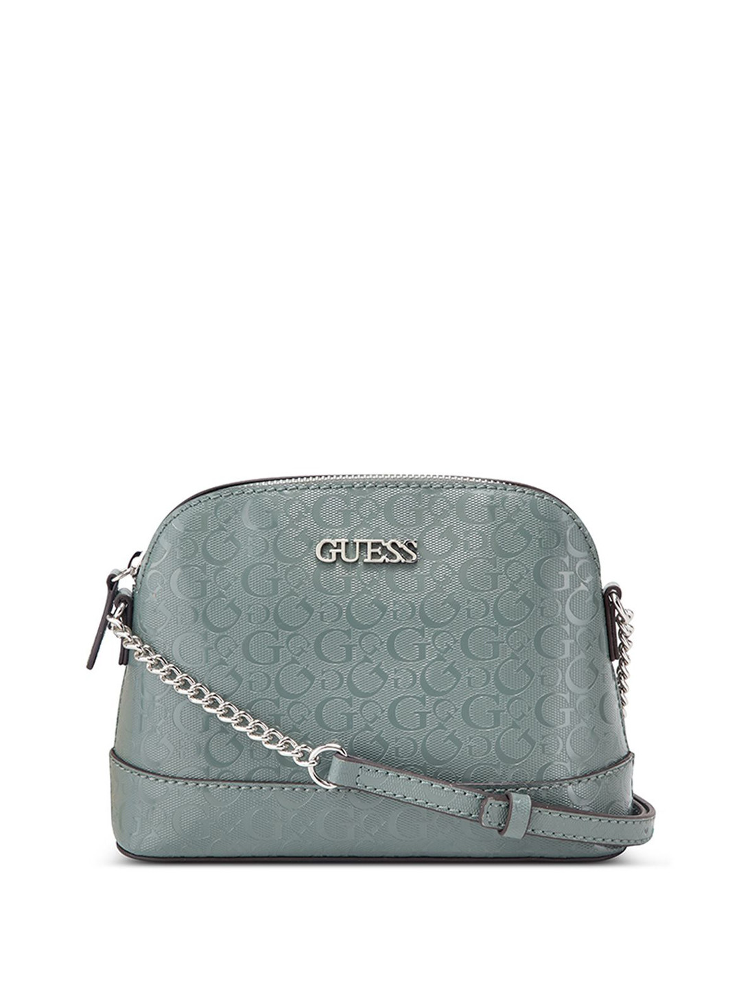 

GUESS Printed Structured Shoulder Bag with Cut Work, Green