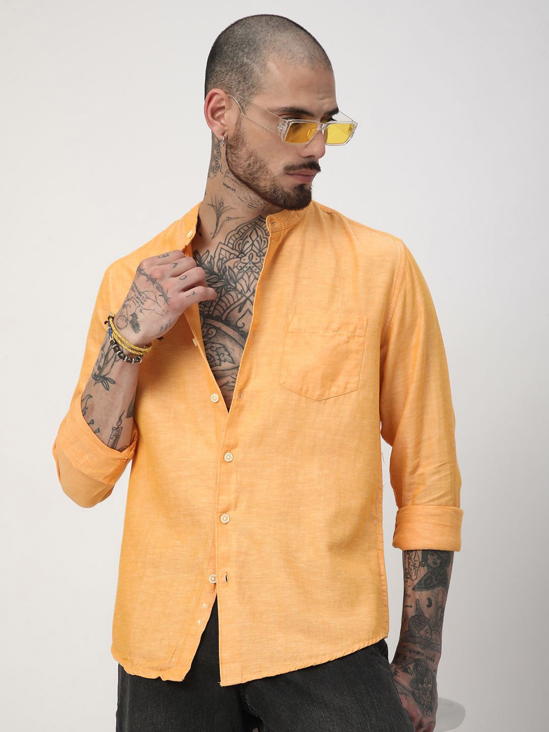 

VASTRADO Men Classic Slim Fit Opaque Casual Shirt, Mustard