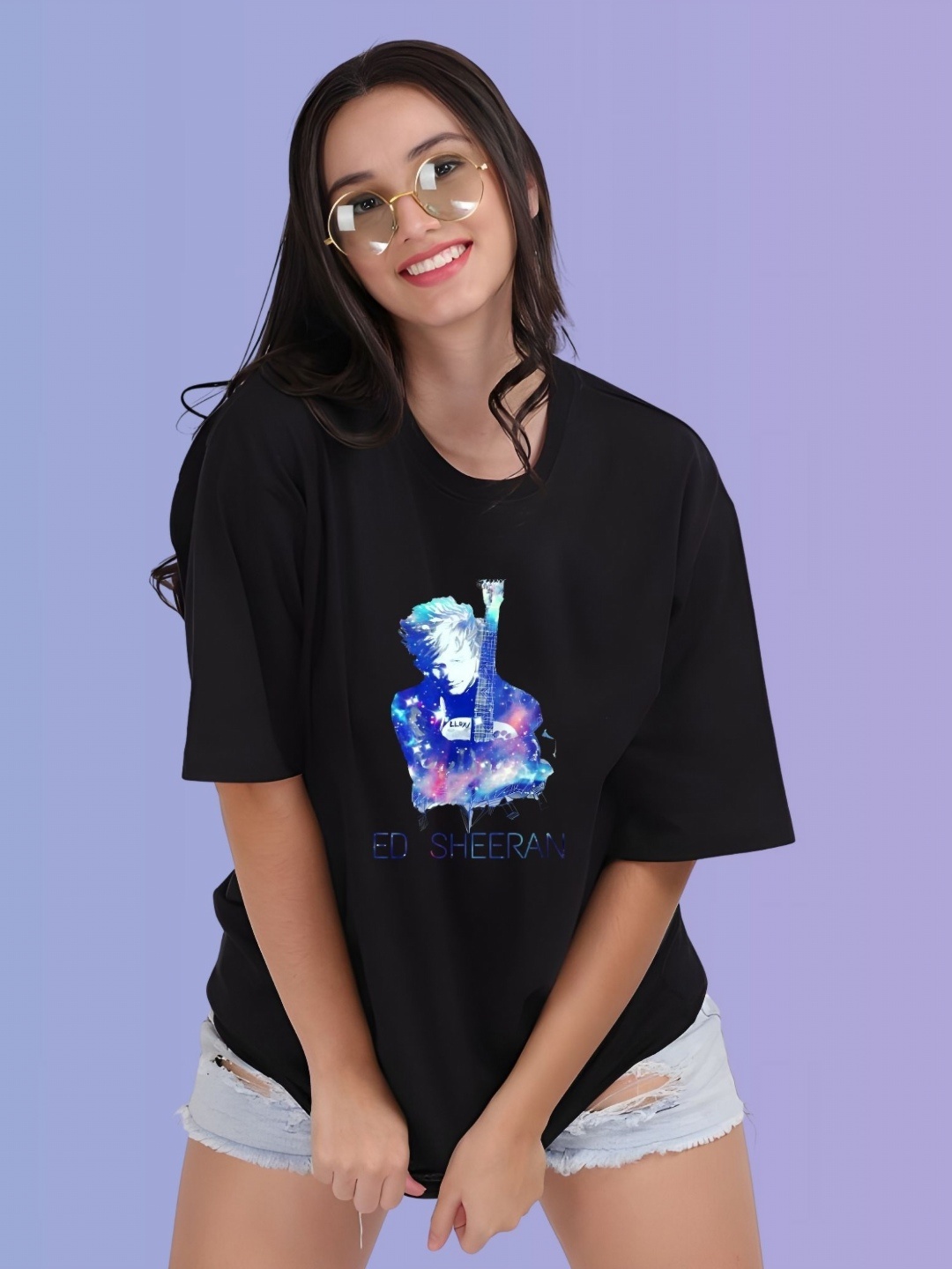 

TRENDSATTIRE Women Ed Sheeran Fan Tshirt, Black