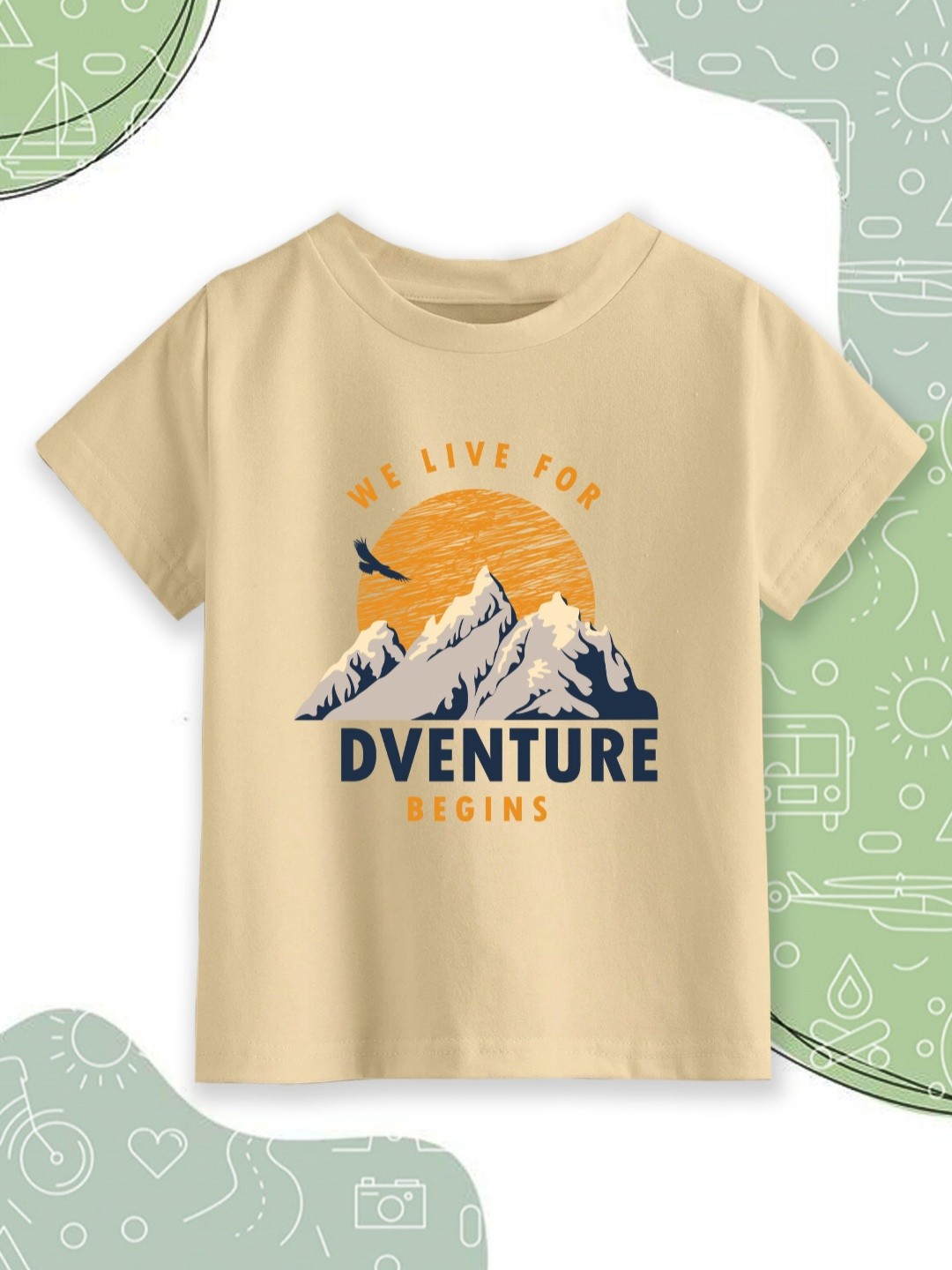 

Provogue Boys Graphic Printed Round Neck Cotton T-shirt, Beige