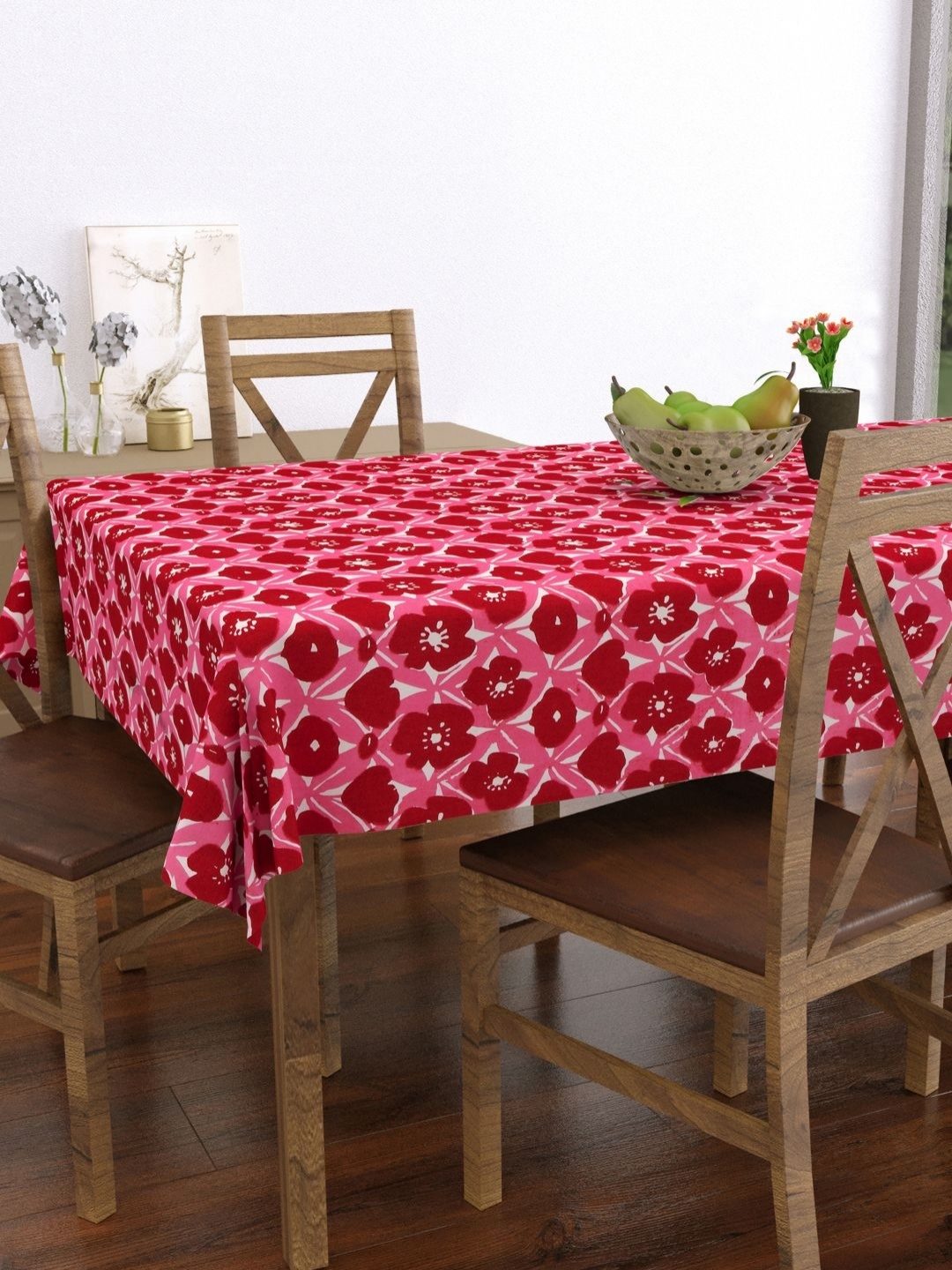 

Myntra Elegant Homes Pink Floral Cotton 4-Seater Table Cover