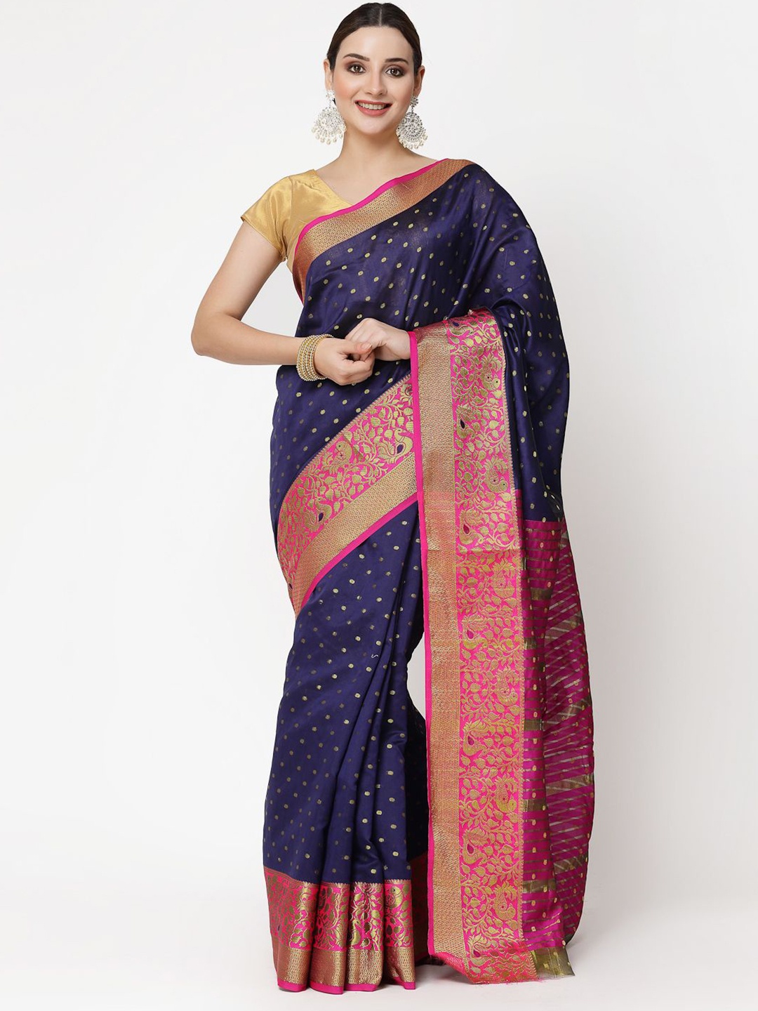

RAJUL Woven Design Zari Banarasi Saree, Navy blue