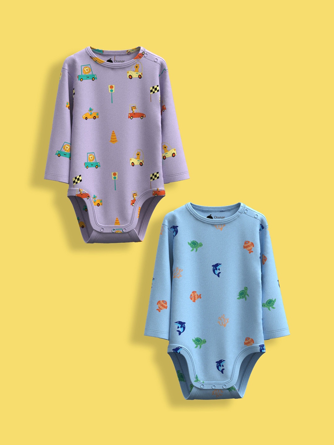 

Orange Sugar Infants Pack Of 2 Printed Cotton Bodysuits, Blue