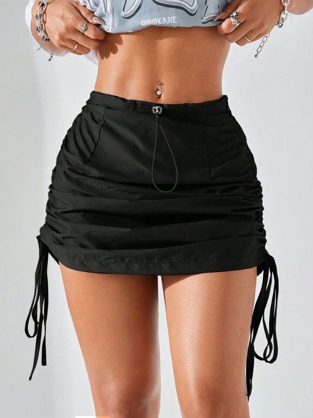 

TABADTOD Women Ruffled Mini Skirt, Black