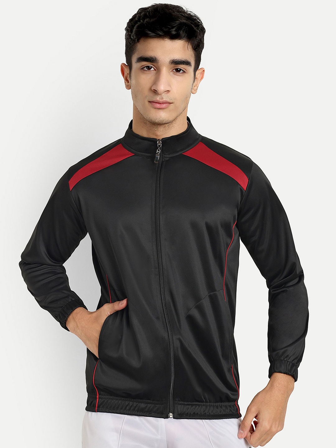 

Metronaut Men Mock Collar Solid Sports Lightweight Sporty Jacket, Black