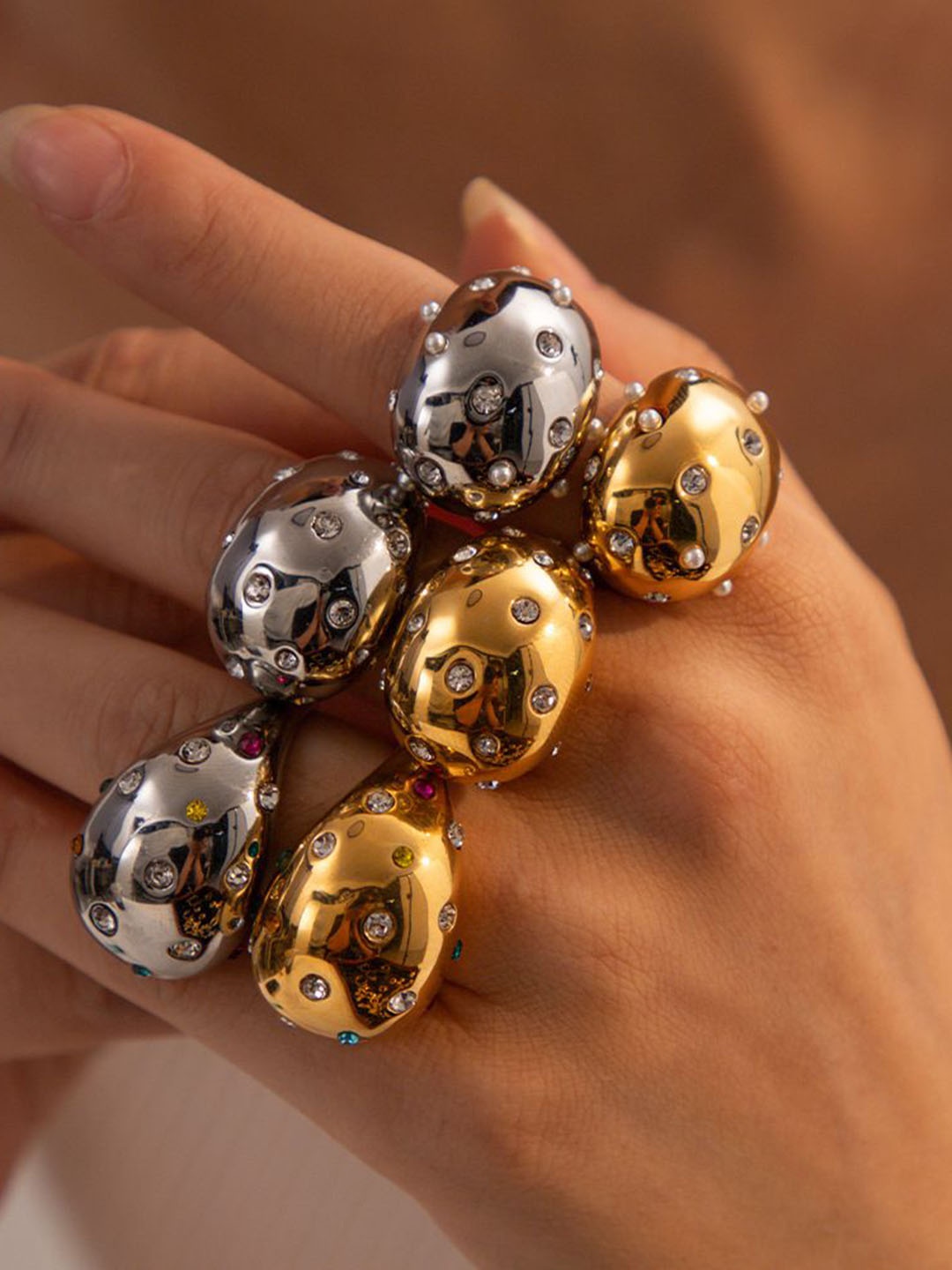 

KAORI BY SHREYA AGARWAL Gold Plated Cubic Zirconia Studded Finger Ring