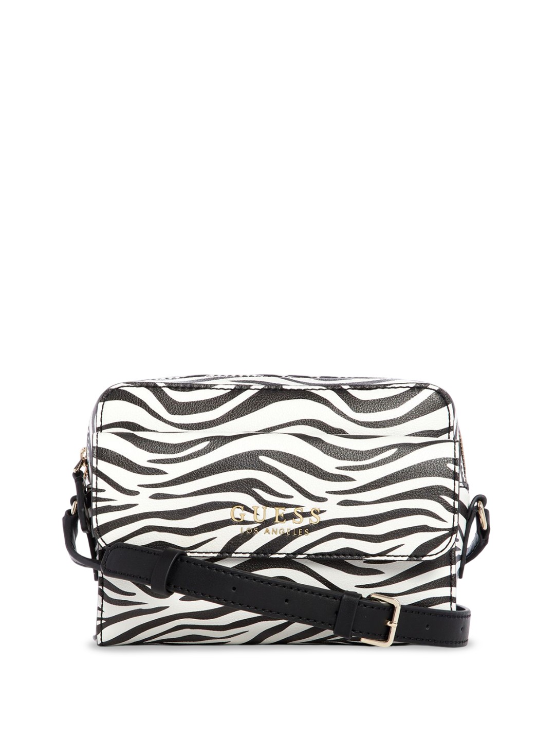 

GUESS Animal Printed PU Structured Shoulder Bag with Cut Work, Multi