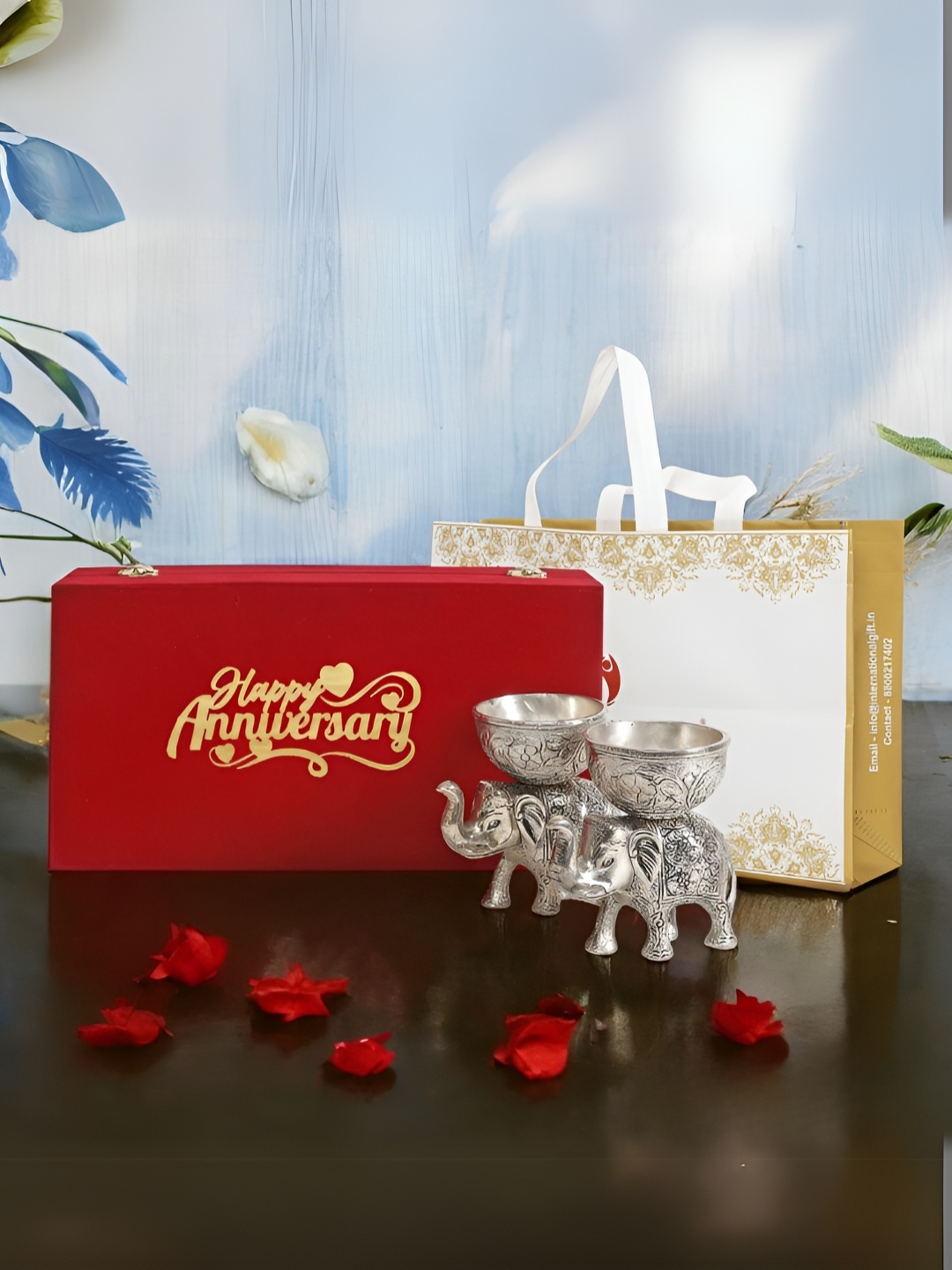 

INTERNATIONAL GIFT Silver Plated 2 Pieces Textured Bowl With Velvet Box And Carry Box