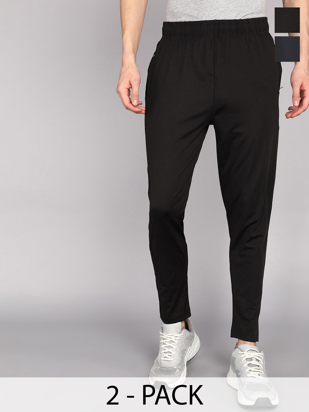 

Moda Rapido Men Pack Of 2 Dry Fit Mid-Rise Track Pants, Black
