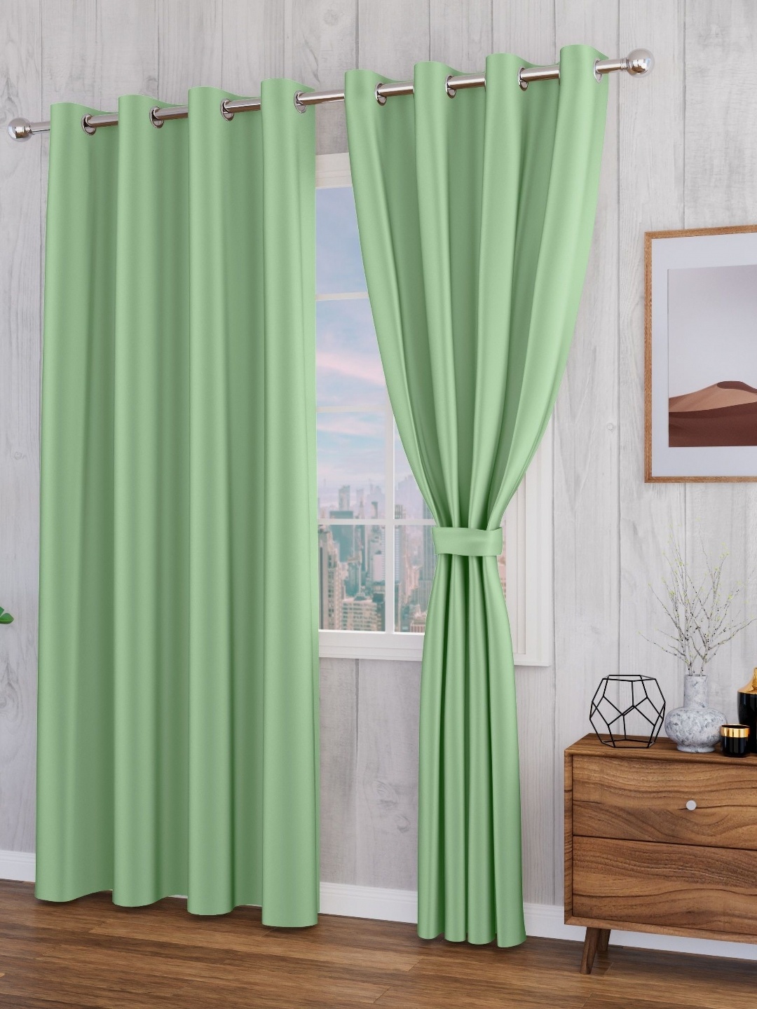 

Myntra Elegant Homes Set of 2 Meh Collection Sea Green Window Curtain