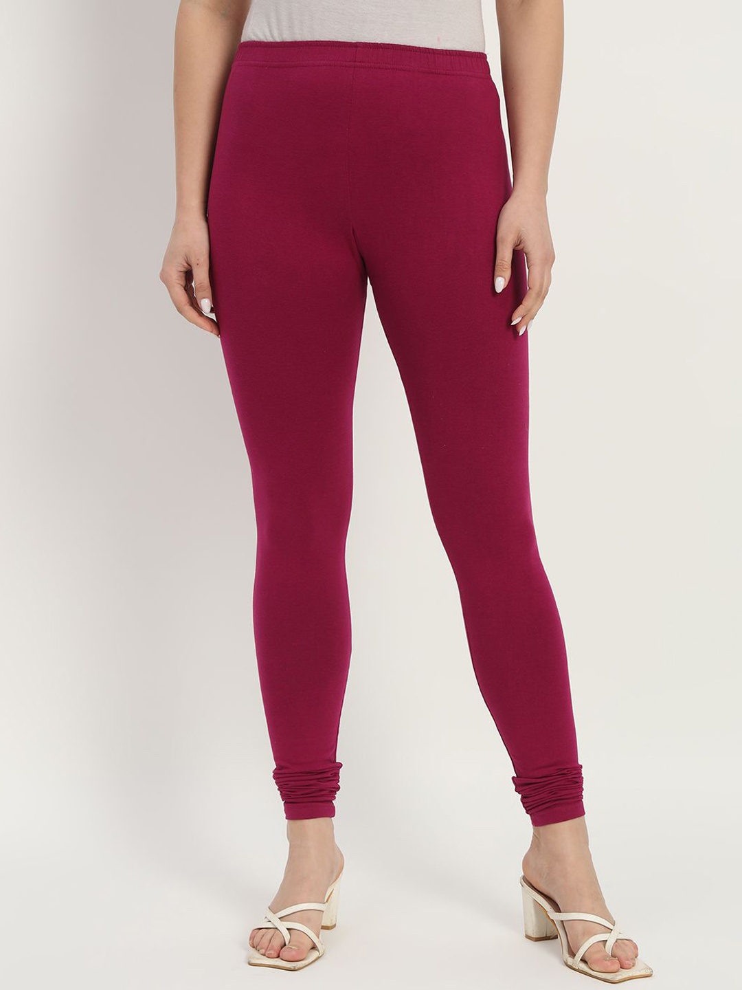 

Thread Plus Women Churidar Super Stretchable Solid Cotton Leggings, Purple