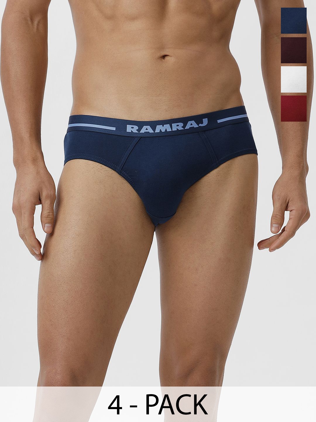 

Ramraj Men Pack of 4 Solid 100% Soft Combed Fine Jersey Outer Elastic Briefs, Maroon