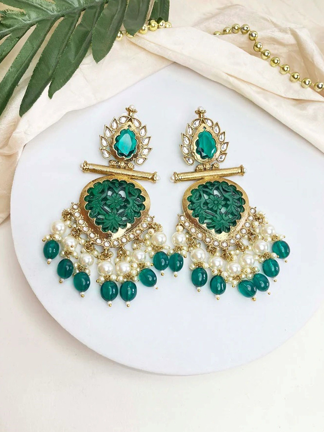 

TANLOOMS Contemporary Drop Earrings, Green