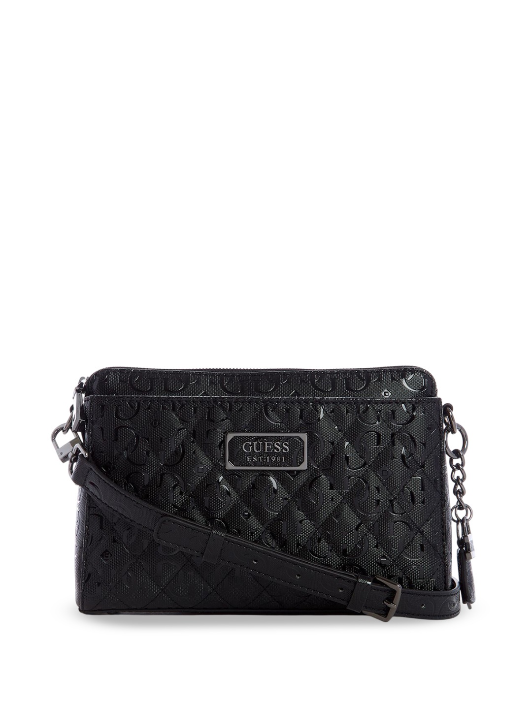 

GUESS Textured PU Structured Shoulder Bag, Black