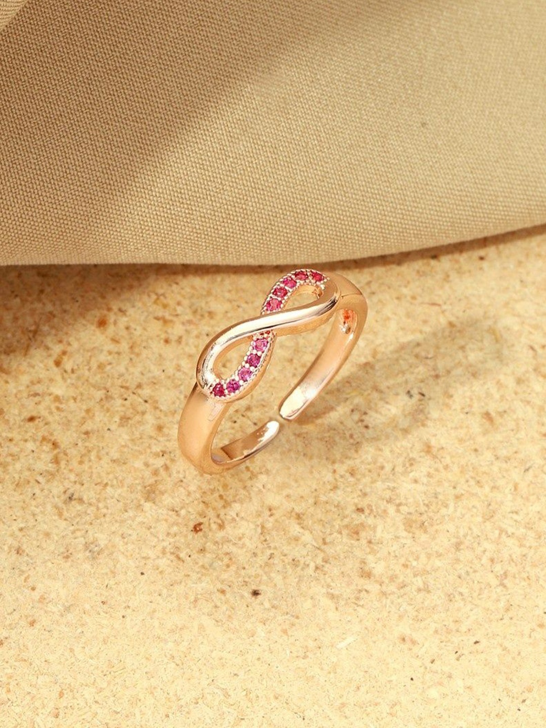 

SALTY Boundless Infinity Red Loop Ring For Women & Girls, Gold