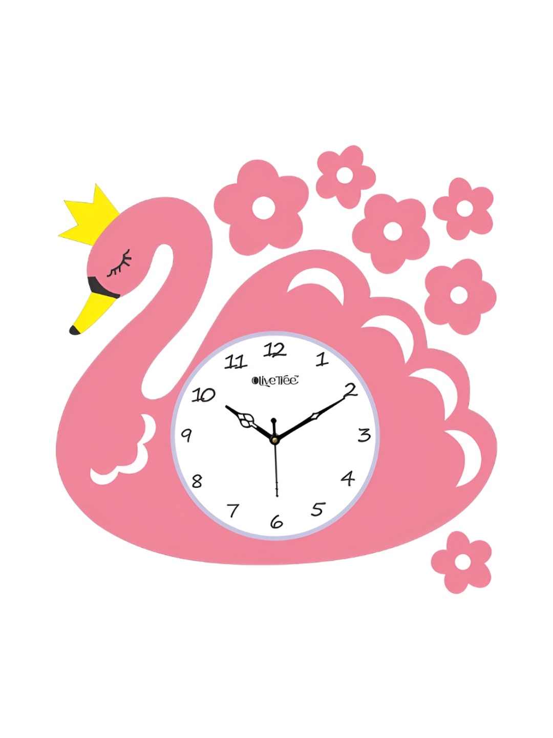 

OLIVE TREE Kids Pink & Yellow Analogue Wooden Bird Shaped Contemporary Wall Clock