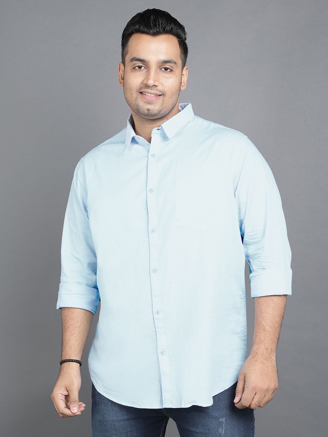 

NEON CHILLIE Men Regular Fit Spread Collar Solid Cotton Casual Shirt, Blue