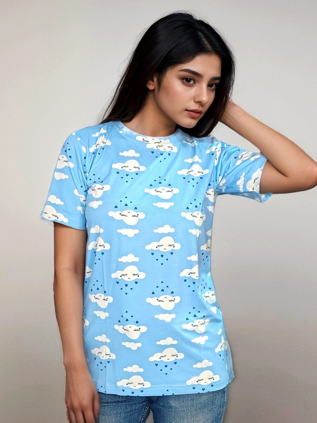 

Classy Hangers Print Cotton Top, Blue