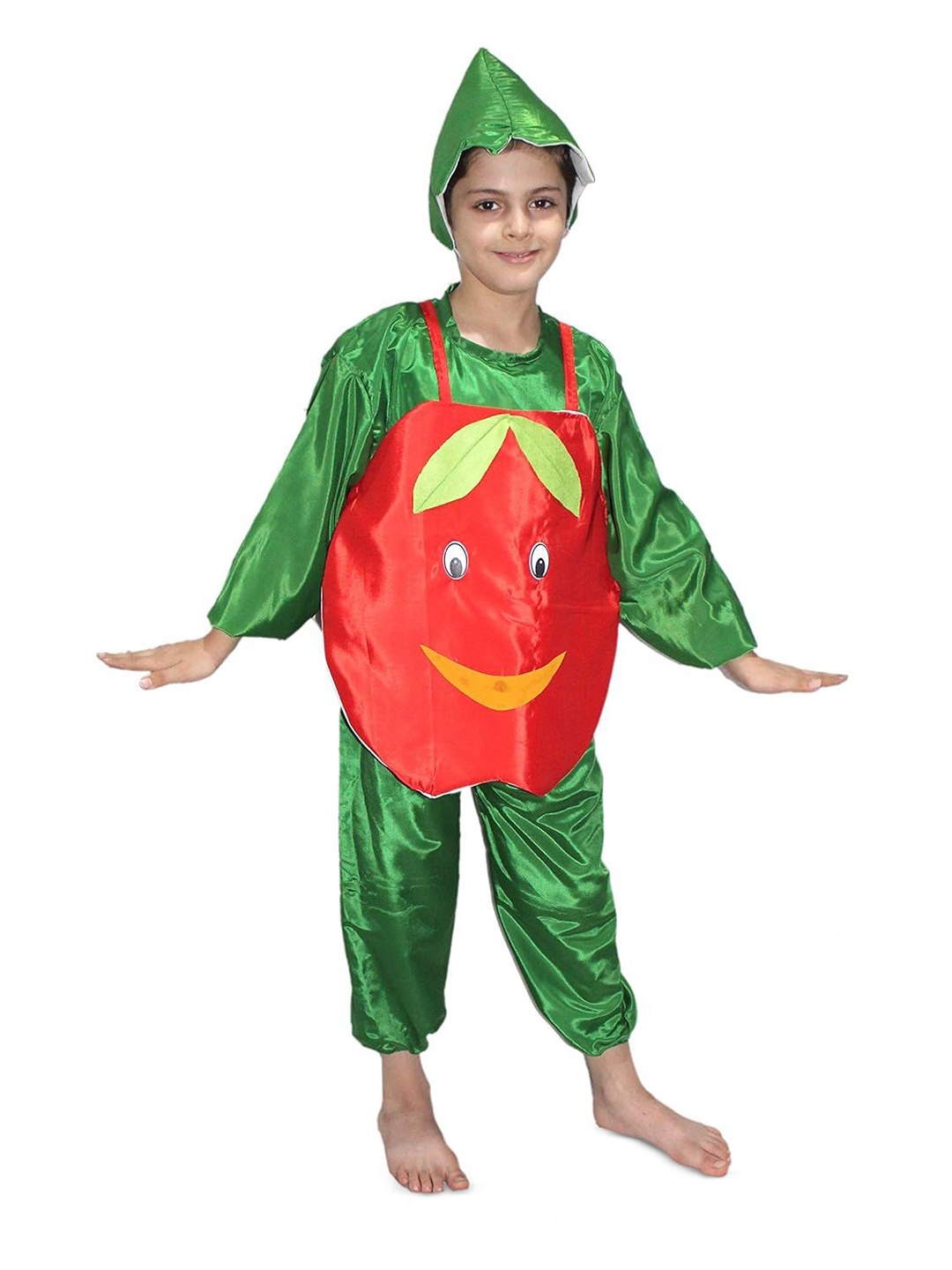 

Kaku Fancy dresses Kids Apple Fruits Costume Cutout with Cap, Green